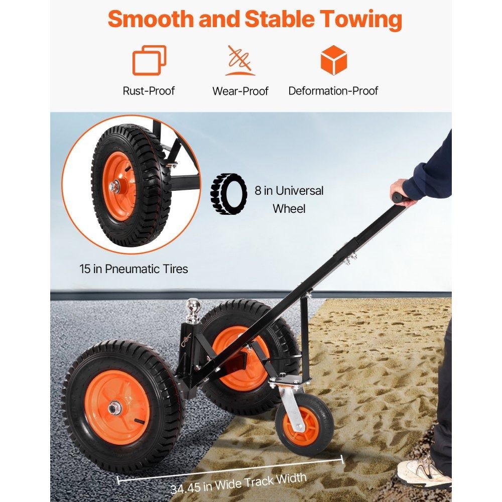 Trailer Dolly Heavy Duty Carbon Steel Mover With Ball Tires Portable Tow Dolly For Moving RV Boat A 4