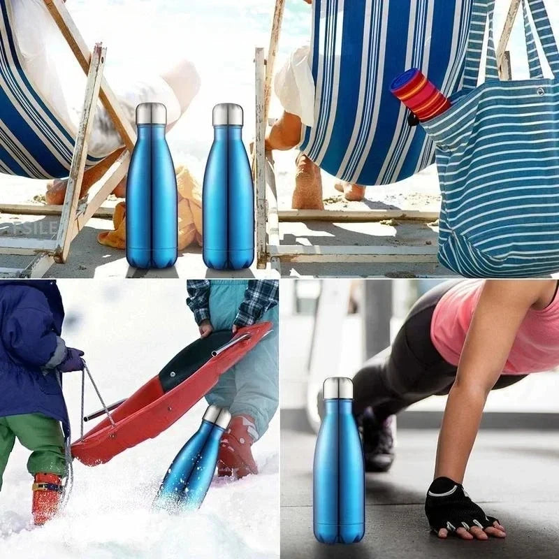 Double Wall Stainless Steel Water Bottle, Insulated Thermos, Keep Hot and Cold, Vacuum Flask, Sport Bottle