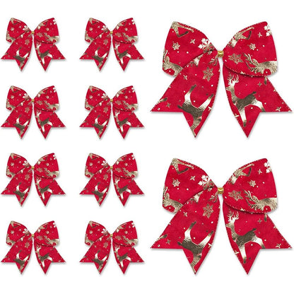 Red Velvet Christmas Bows, Xmas Tree Decor Bow, Holiday Wreath Burlap Craft Bow, Winter New Year Decorations