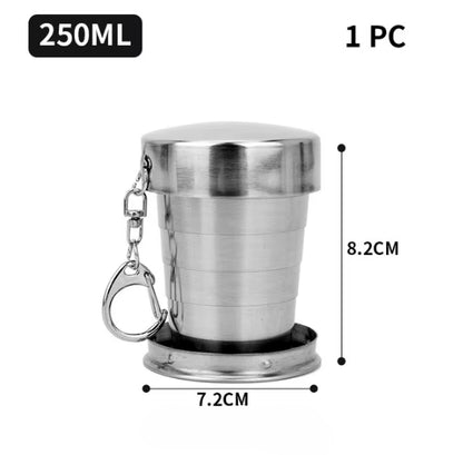 Stainless Steel Portable Folding Cup, Outdoor Travel Drink ware, Telescopic Camping Cup