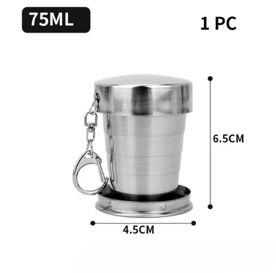 Stainless Steel Portable Folding Cup, Outdoor Travel Drink ware, Telescopic Camping Cup