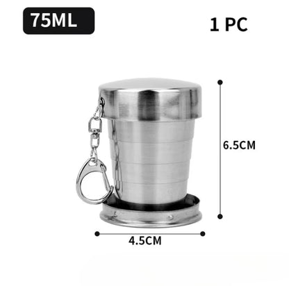 Stainless Steel Portable Folding Cup, Outdoor Travel Drink ware, Telescopic Camping Cup