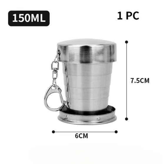 Stainless Steel Portable Folding Cup, Outdoor Travel Drink ware, Telescopic Camping Cup