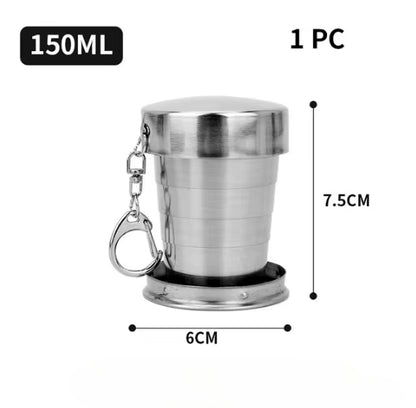 Stainless Steel Portable Folding Cup, Outdoor Travel Drink ware, Telescopic Camping Cup