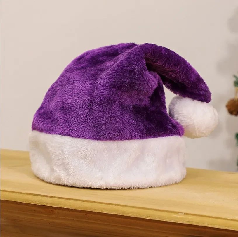 Santa Claus Red Short Plush Hat High Quality Christmas Xmas Soft Hat Merry Noel Decor Gift Happy Ne 12
