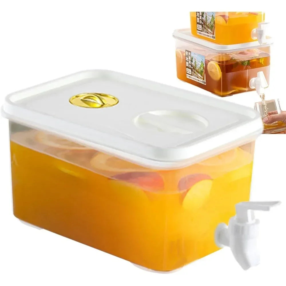 Plastic Cold Drink Jug, Refrigerator Drink Dispenser with Leak-proof Tap, Bar Party Cold Drink Container