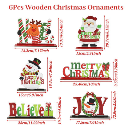 Christmas Wooden Table Decorations, Merry Christmas Sign, Table Centerpiece, Xmas Ornaments, Navidad Natal New Year