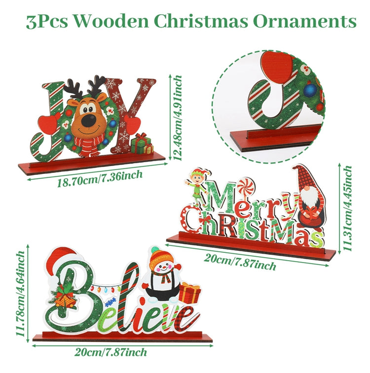 Christmas Wooden Table Decorations, Merry Christmas Sign, Table Centerpiece, Xmas Ornaments, Navidad Natal New Year