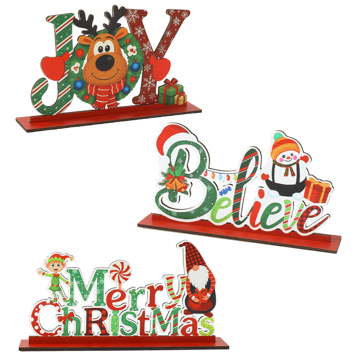 Christmas Wooden Table Decorations, Merry Christmas Sign, Table Centerpiece, Xmas Ornaments, Navidad Natal New Year