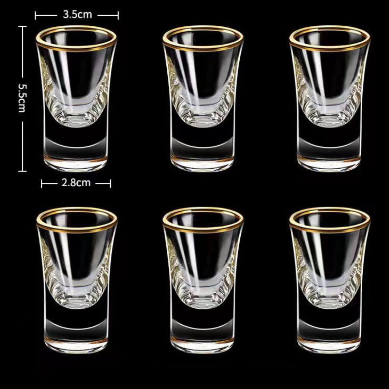 Shot Glass Sets, Gold Foil Spirits Cups, Small Wine Glass, Creative Household Mug, Gilt Edged Cup