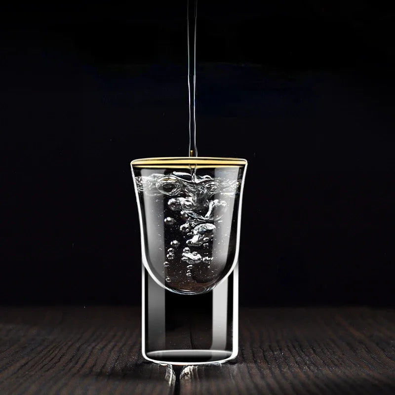 Shot Glass Sets, Gold Foil Spirits Cups, Small Wine Glass, Creative Household Mug, Gilt Edged Cup
