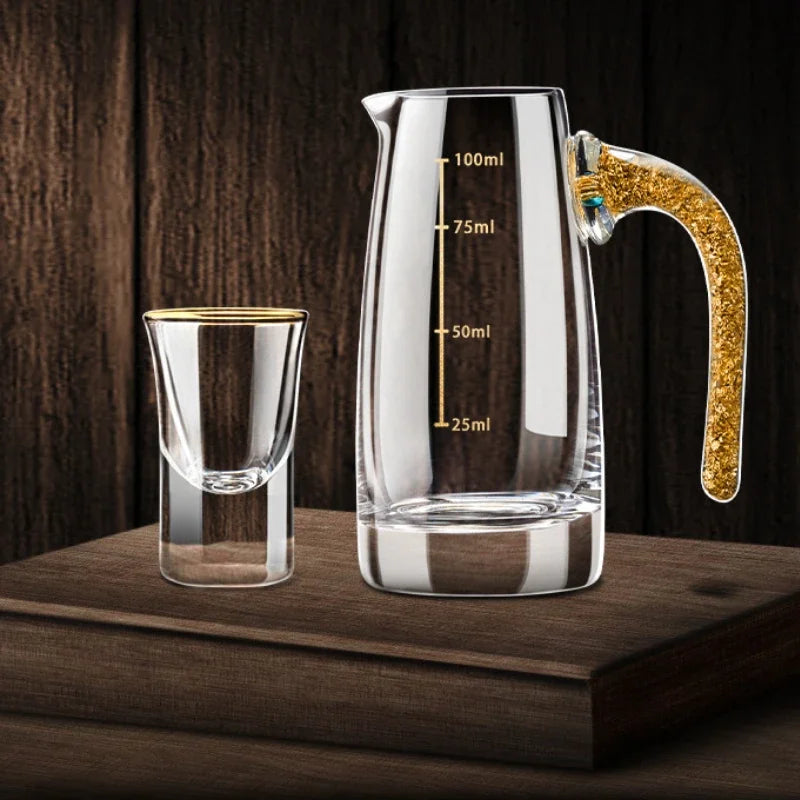 Shot Glass Sets, Gold Foil Spirits Cups, Small Wine Glass, Creative Household Mug, Gilt Edged Cup