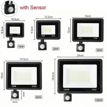 LED FloodLight PIR Motion Sensor Outdoor Led Spotlight 10W 20W 30W 50W 100W IP66 Waterproof Outdoor 7