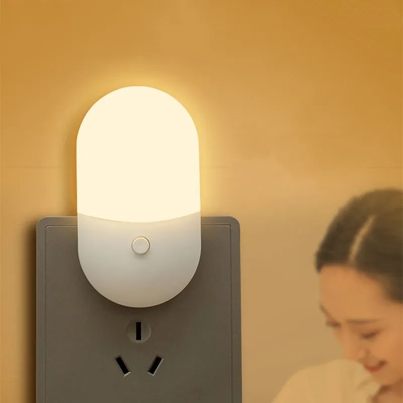 Led Mini Night Light Switch Plug In Eye Protection Lamp for Bedroom Nursery and Living Room