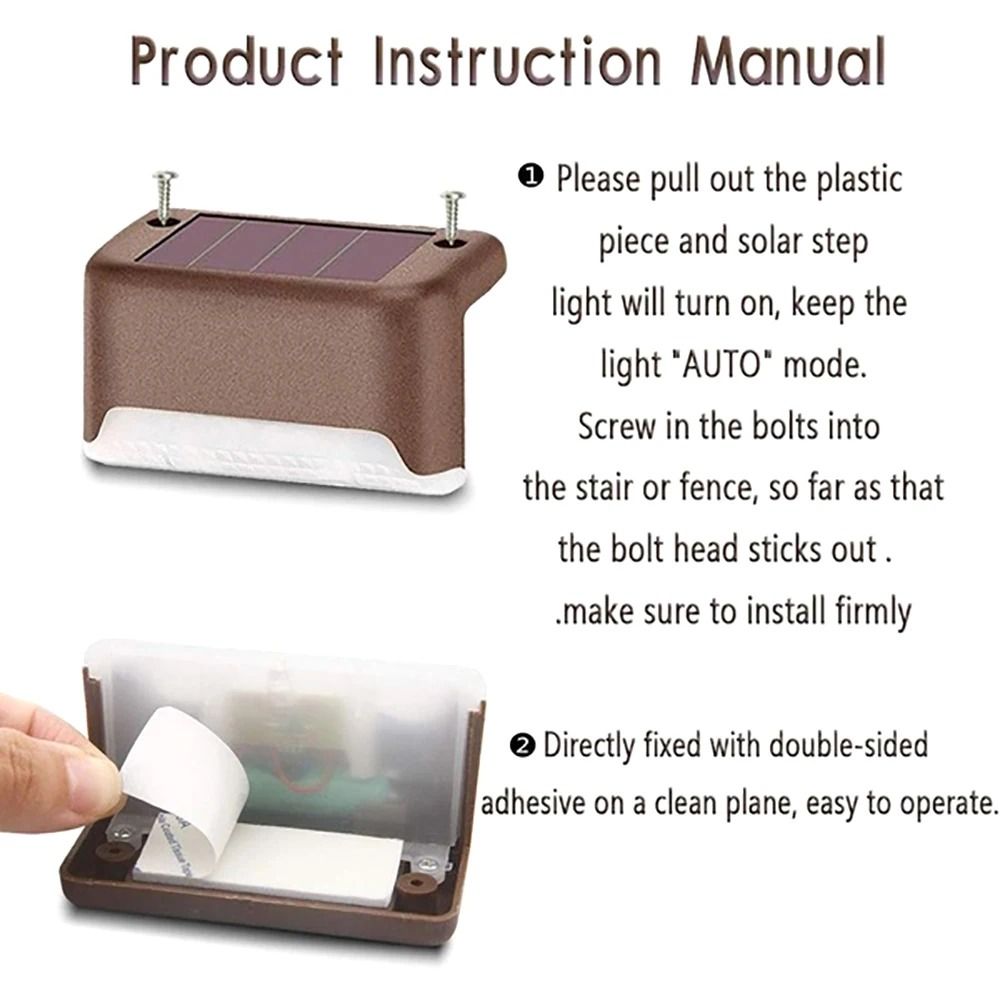 Warm White LED Solar Step Lamp Outdoor Waterproof Garden Fence And Path Light 2
