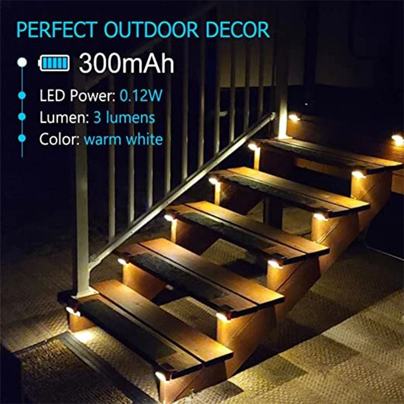 Warm White LED Solar Step Lamp Outdoor Waterproof Garden Fence And Path Light 3