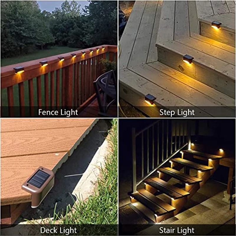 Warm White LED Solar Step Lamp Outdoor Waterproof Garden Fence And Path Light 4