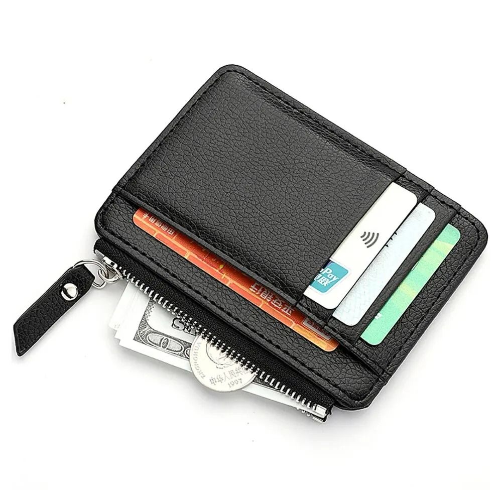 Mini Credit Card Wallet ID Card Holder Mens Slim Zipper Coin Wallet