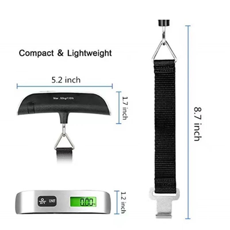Portable Digital Luggage Scale LCD Display 110lb50kg Hanging Weight Balance Tool 5