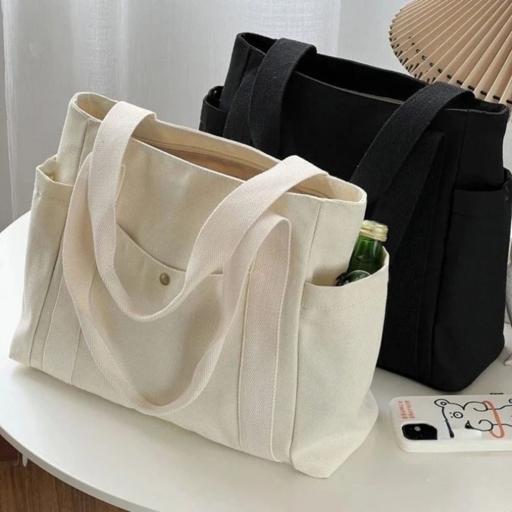 Large Capacity Canvas Tote Bag  Work College And Shopping Shoulder Bag 1