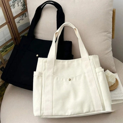 Large Capacity Canvas Tote Bag  Work College And Shopping Shoulder Bag 2