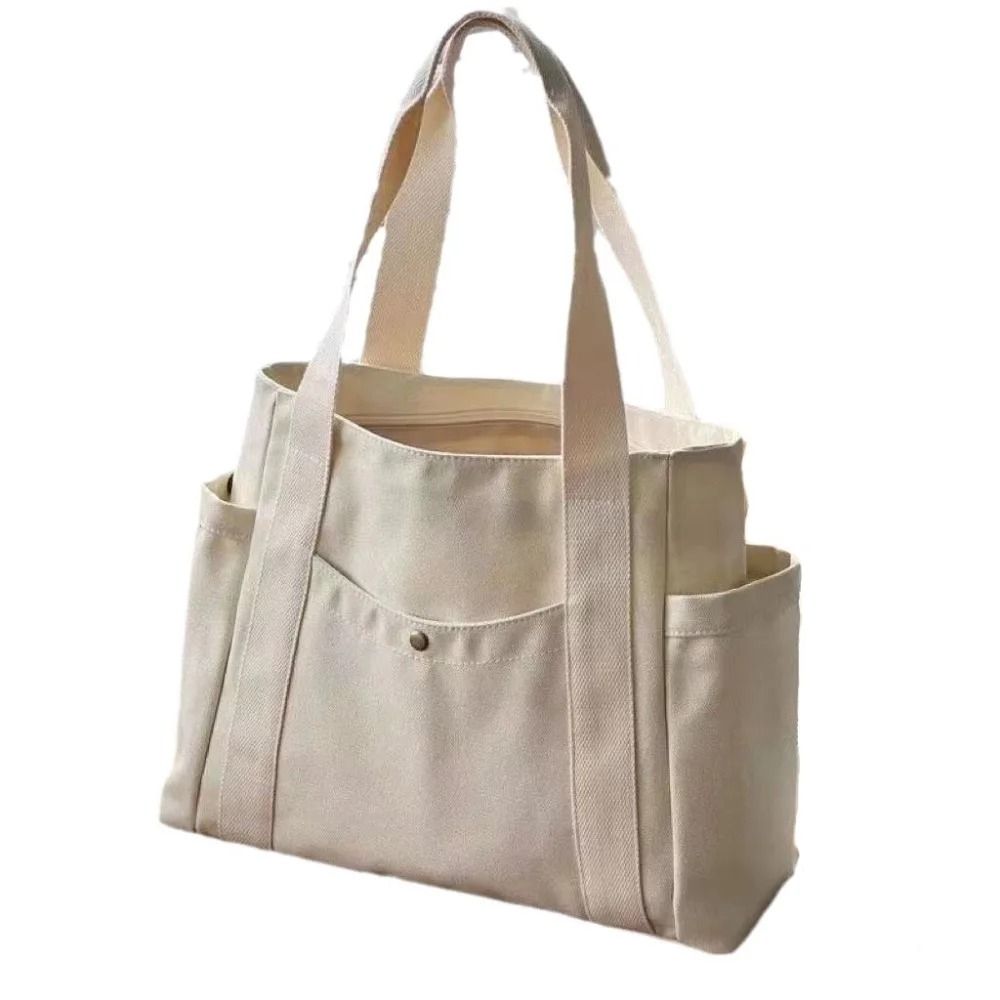 Large Capacity Canvas Tote Bag  Work College And Shopping Shoulder Bag 4