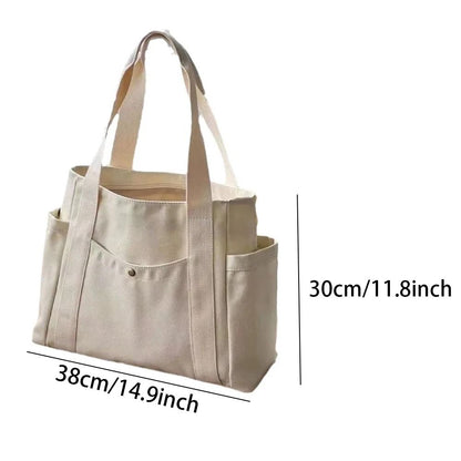 Large Capacity Canvas Tote Bag  Work College And Shopping Shoulder Bag 5