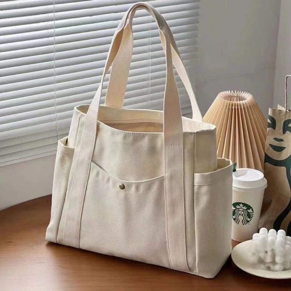 Large Capacity Canvas Tote Bag  Work College And Shopping Shoulder Bag 7