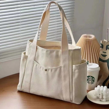 Large Capacity Canvas Tote Bag  Work College And Shopping Shoulder Bag 7