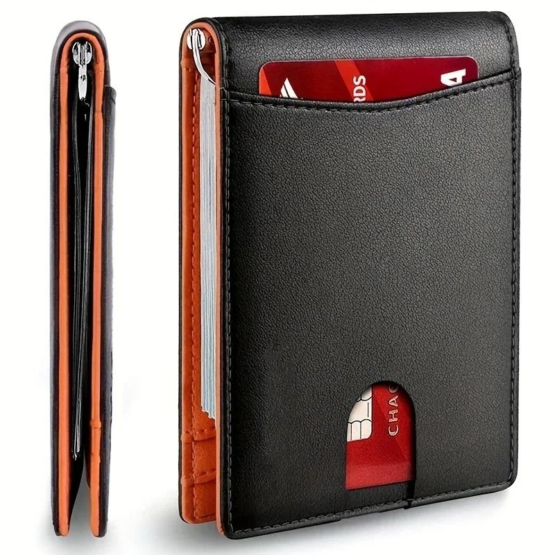Slim RFID Blocking Wallet For Men  Synthetic Leather Bifold Card Holder With Money Clip 1