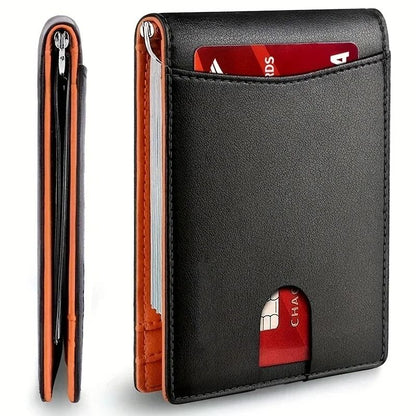 Slim RFID Blocking Wallet For Men  Synthetic Leather Bifold Card Holder With Money Clip 1