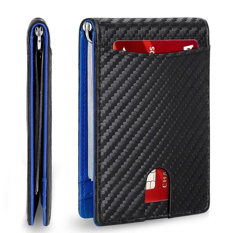 Slim RFID Blocking Wallet For Men  Synthetic Leather Bifold Card Holder With Money Clip 12