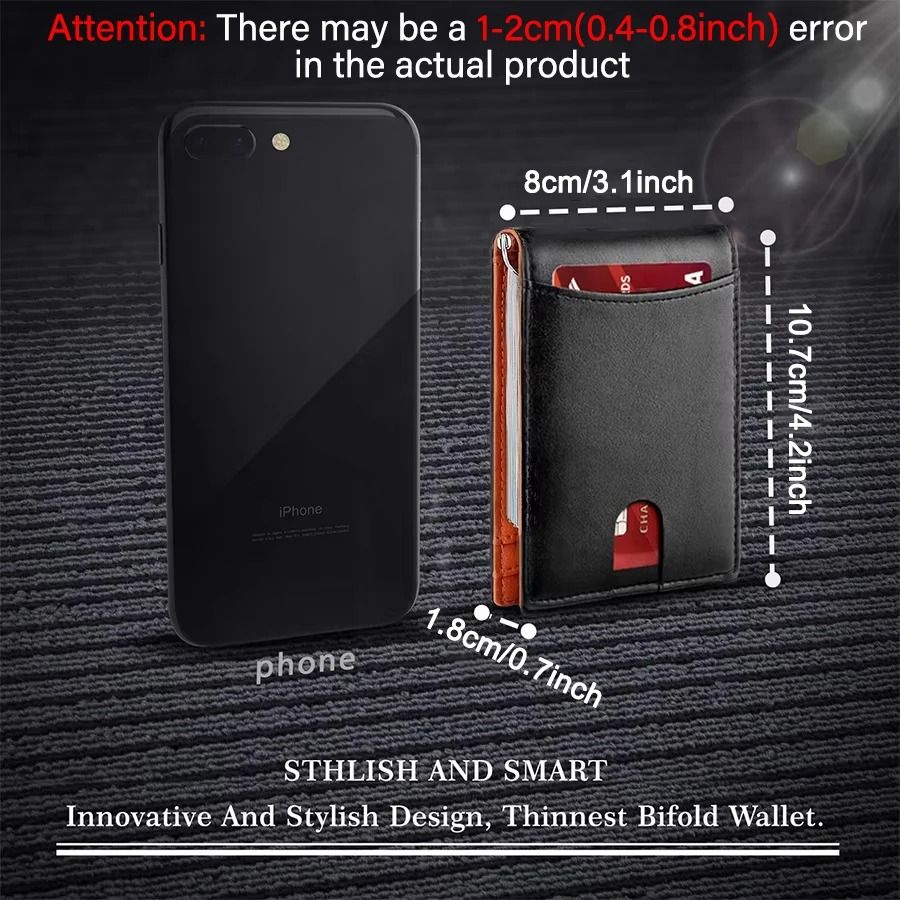 Slim RFID Blocking Wallet For Men  Synthetic Leather Bifold Card Holder With Money Clip 2