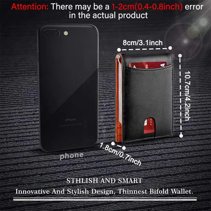 Slim RFID Blocking Wallet For Men  Synthetic Leather Bifold Card Holder With Money Clip 2