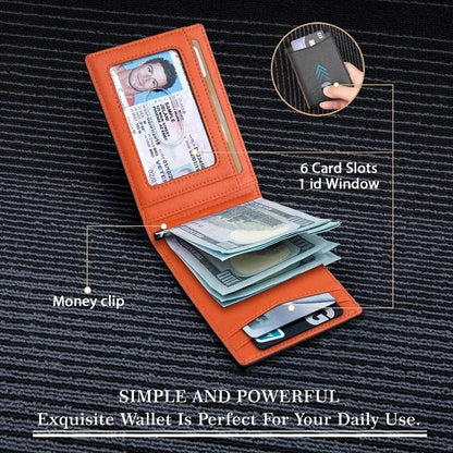 Slim RFID Blocking Wallet For Men  Synthetic Leather Bifold Card Holder With Money Clip 3