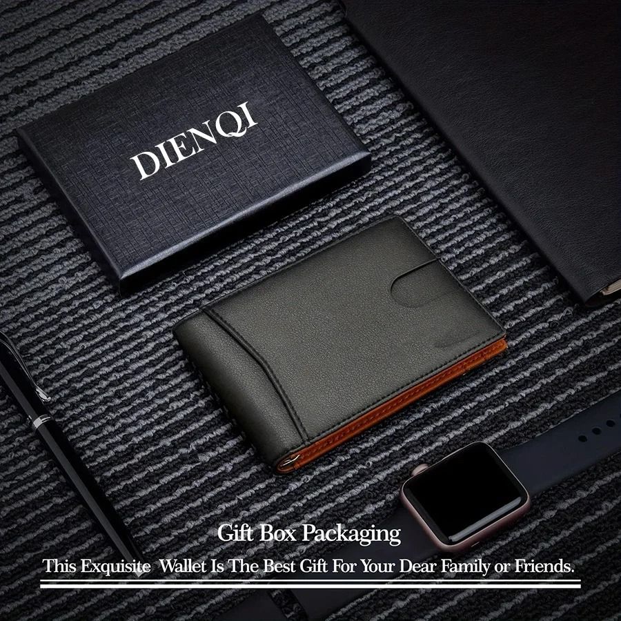 Slim RFID Blocking Wallet For Men  Synthetic Leather Bifold Card Holder With Money Clip 4
