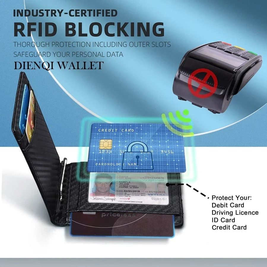 Slim RFID Blocking Wallet For Men  Synthetic Leather Bifold Card Holder With Money Clip 5