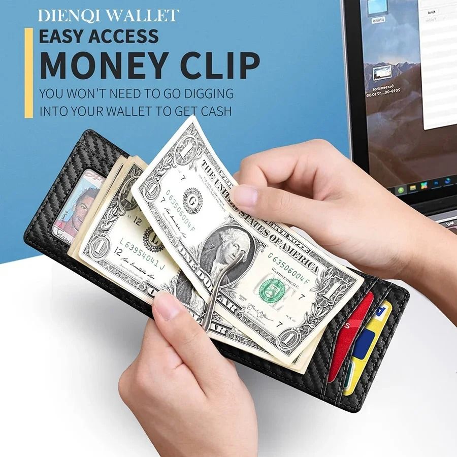 Slim RFID Blocking Wallet For Men  Synthetic Leather Bifold Card Holder With Money Clip 6
