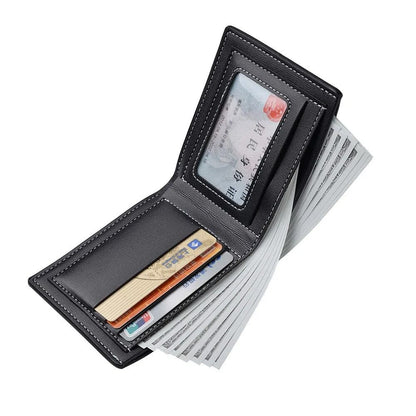 Mens PU Leather Short Wallet  Slim Folding Credit Card Holder 3