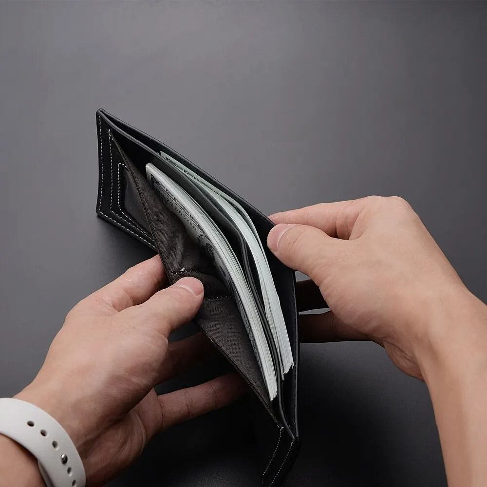 Mens PU Leather Short Wallet  Slim Folding Credit Card Holder 4