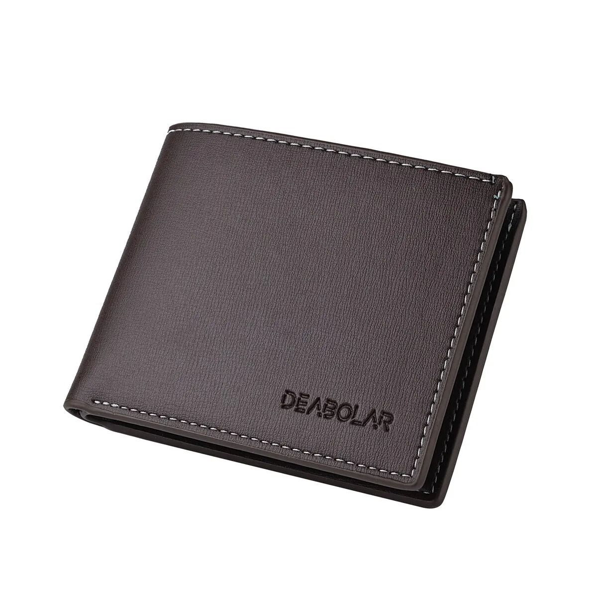 Mens PU Leather Short Wallet  Slim Folding Credit Card Holder 9