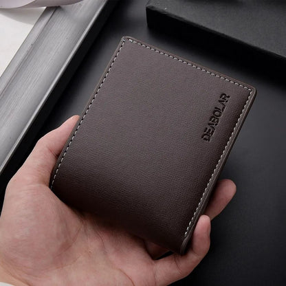 Mens PU Leather Short Wallet  Slim Folding Credit Card Holder 5