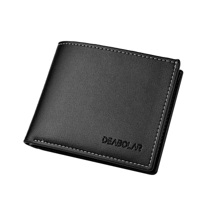 Mens PU Leather Short Wallet  Slim Folding Credit Card Holder 6