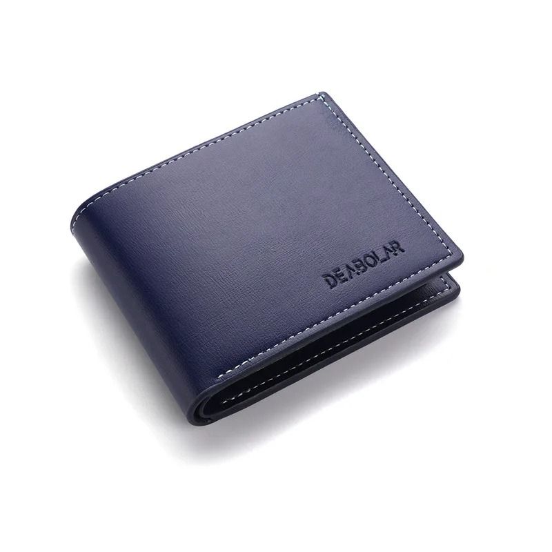 Mens PU Leather Short Wallet  Slim Folding Credit Card Holder 7