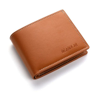 Mens PU Leather Short Wallet  Slim Folding Credit Card Holder 8