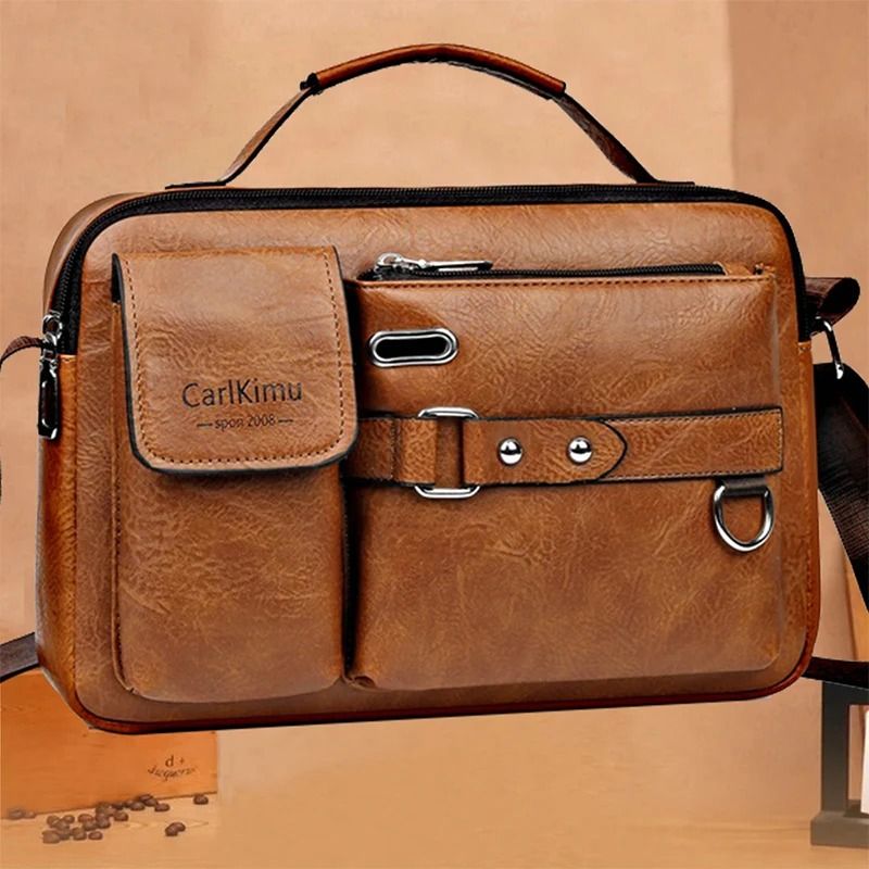 Mens Retro Messenger Bag – Waterproof Laptop Briefcase for Work and Travel