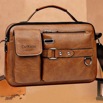 Mens Retro Messenger Bag – Waterproof Laptop Briefcase for Work and Travel