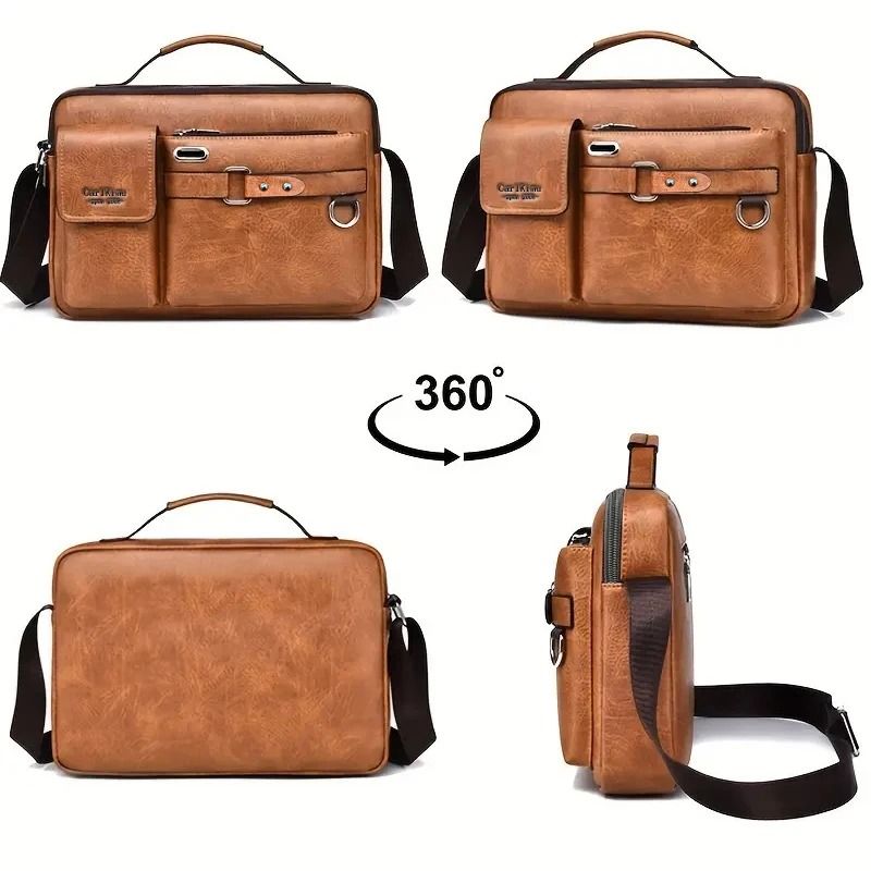 Mens Retro Messenger Bag  Waterproof Laptop Briefcase For Work And Travel 4