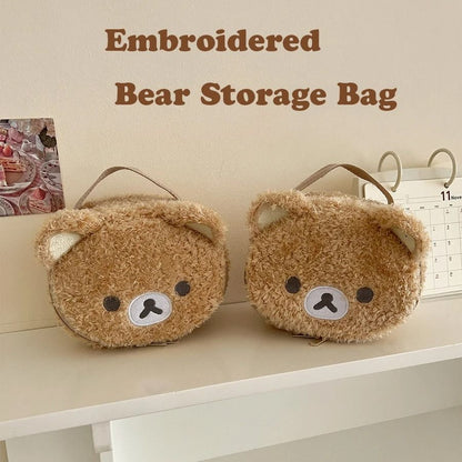 Plush Makeup Case  Cute Bear Cosmetic Bag And Jewelry Organizer For Women And Girls 2