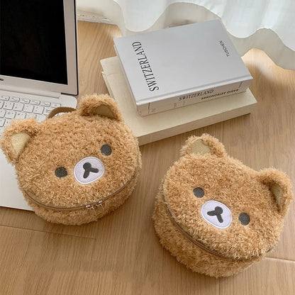 Plush Makeup Case  Cute Bear Cosmetic Bag And Jewelry Organizer For Women And Girls 4